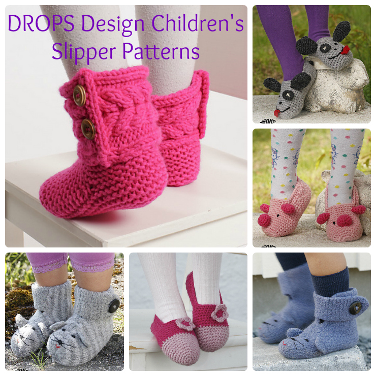 DROPS Design Free Children's Slipper Patterns Wee Folk Art