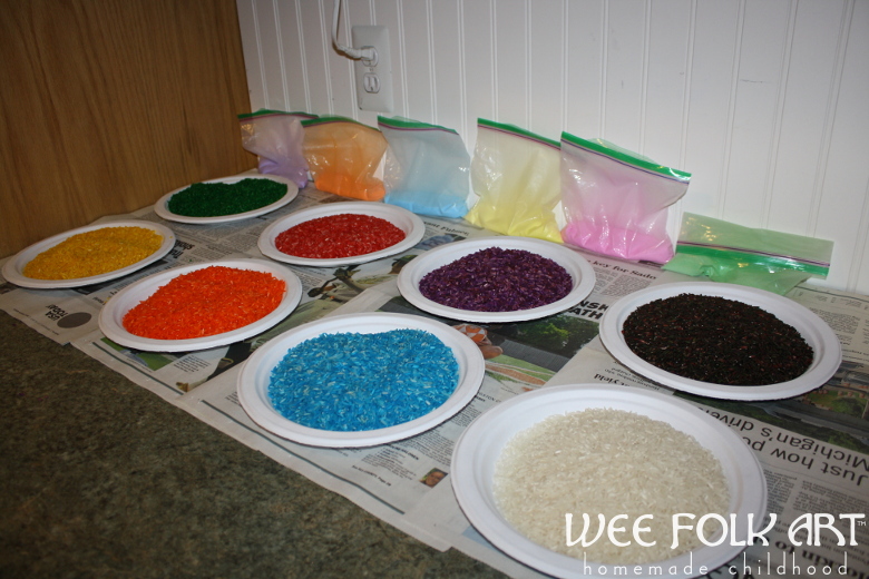 How to Color Rice with Food Coloring » Wee Folk Art