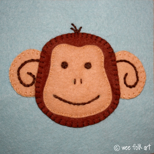 monkey face applique block  u00bb wee folk art