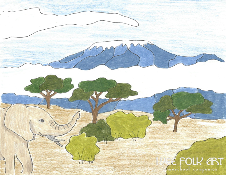 Mount Kilimanjaro Coloring Page - Tanzania - Homeschool Companion