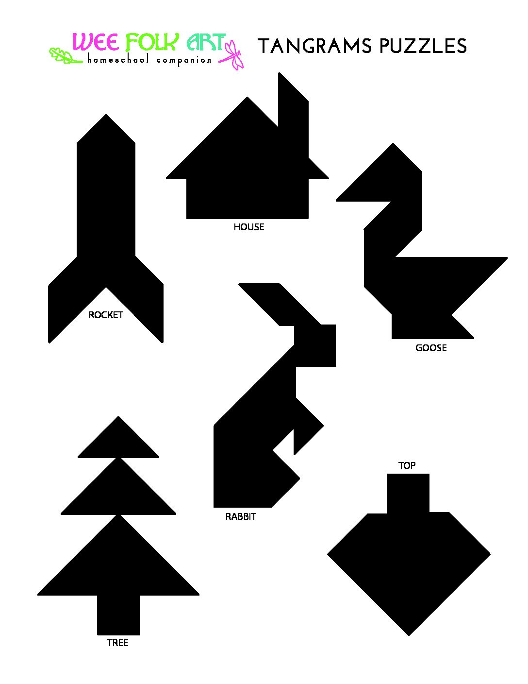 tangrams puzzles black images Homeschool Companion