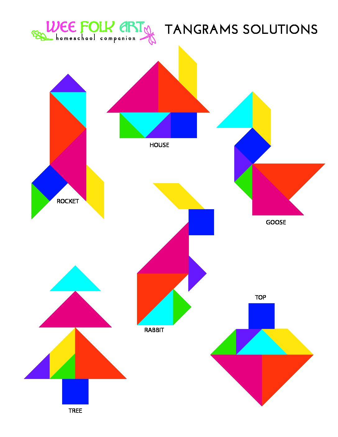 tangrams puzzles solutions Homeschool Companion