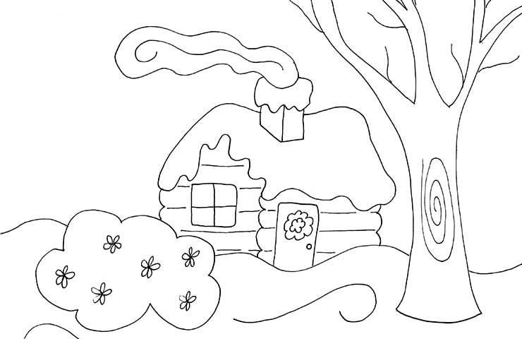 Cabin Scenes Coloring Pages