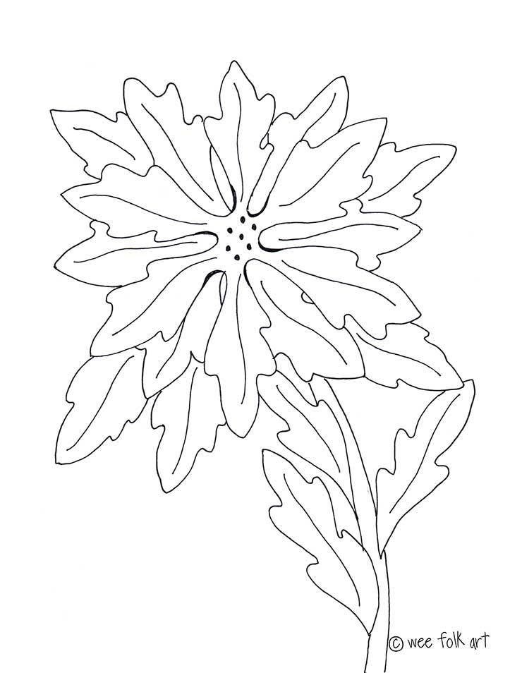 Download Poinsettia Coloring Page - Wee Folk Art