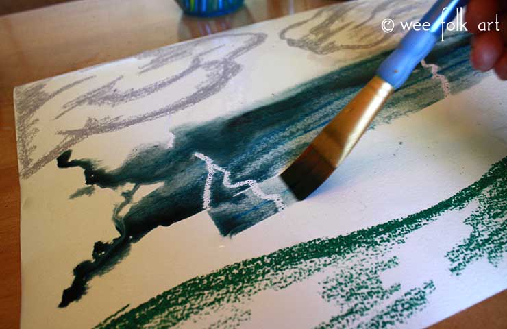 Lightning Painting Oil Pastel and Watercolor