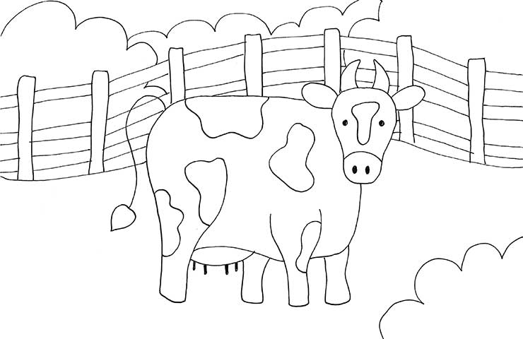 Barnyard Cow Coloring Page » Wee Folk Art