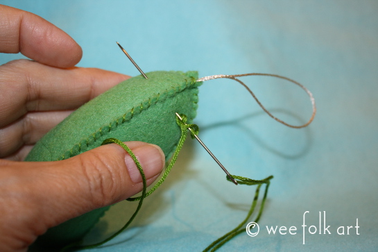 felt pickle ornament - french knot 2 545wm