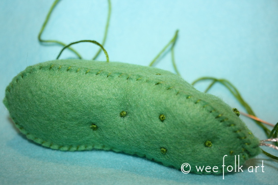 felt pickle ornament - french knot 5 545wm