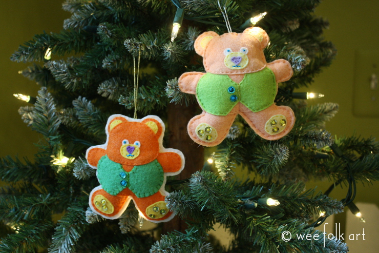 Santa's Workshop Teddy Bear Ornament » Wee Folk Art