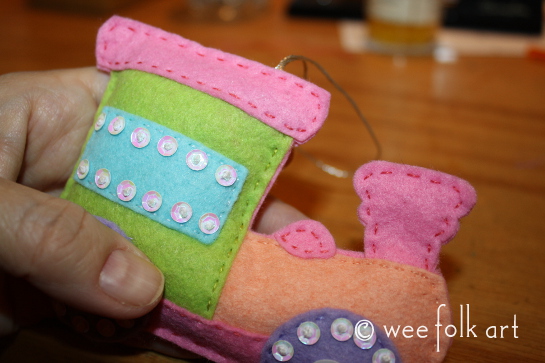 toy train ornament - sew together pastel 545wm