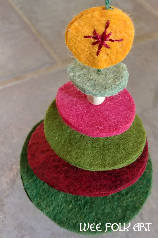 stacked Wool Felt Christmas Tree Ornament directions