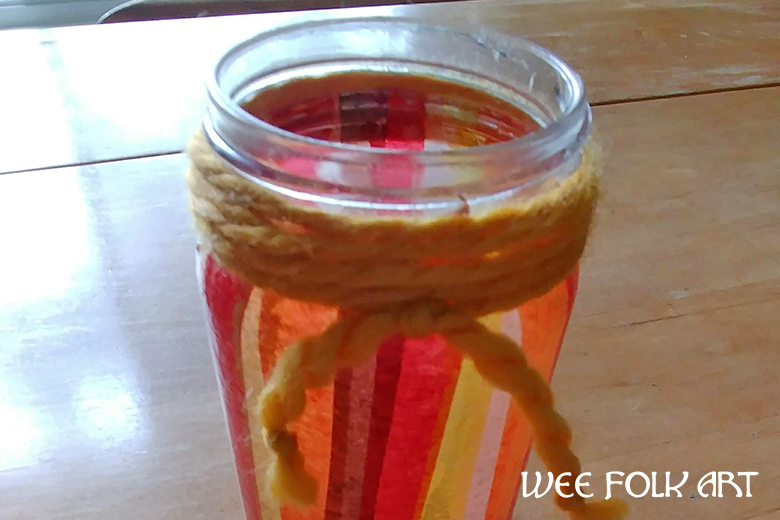 Striped Tissue Paper Mason Jar Project