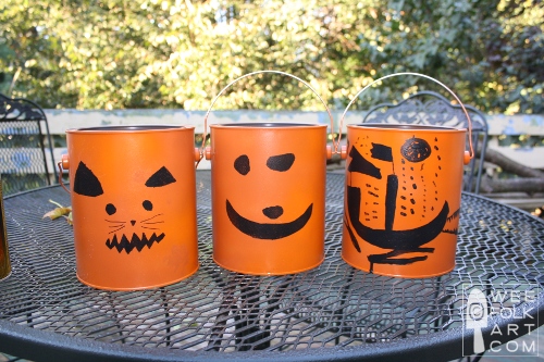 Jack-o-Lantern Buckets - Wee Folk Art