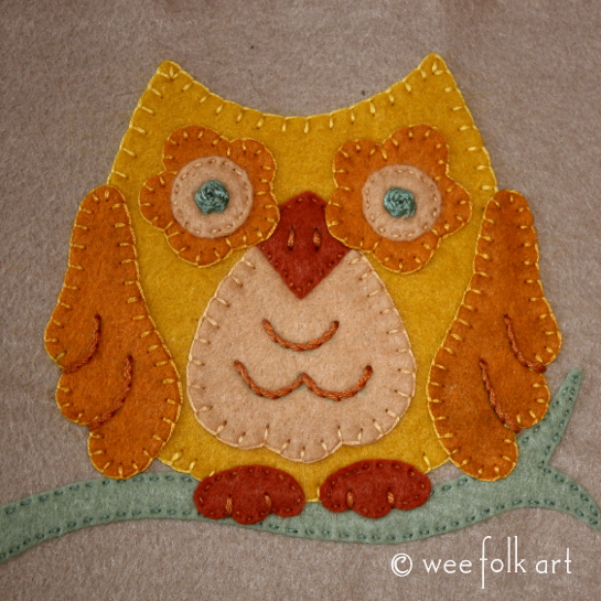 for fall decorating Woodland Owl   Folk Block Art Wee Applique