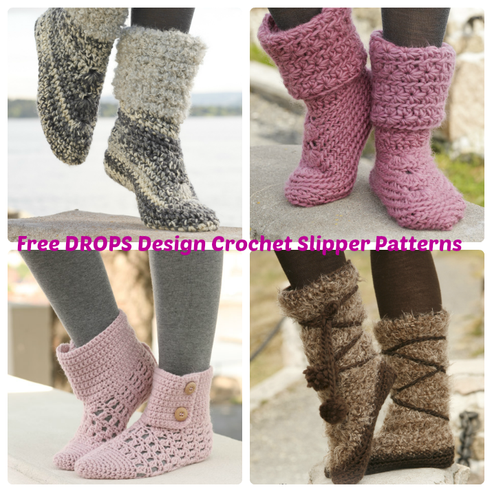 DROPS Design Free Crochet Slipper Patterns - Wee Folk Art