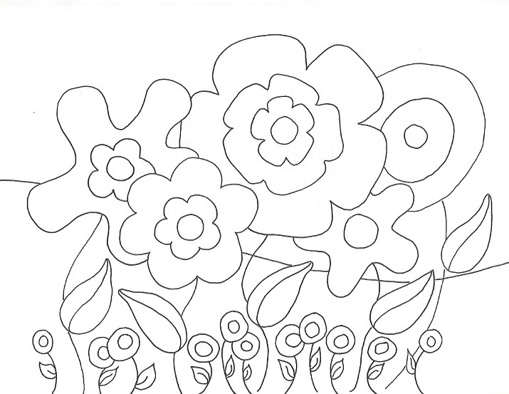 spring flowers coloring page – wee folk art