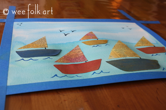 Mixed Media Sailboats - Wee Folk Art